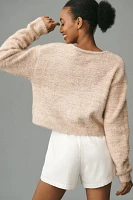 Flat White Tie-Front Tinsel Cardigan Sweater