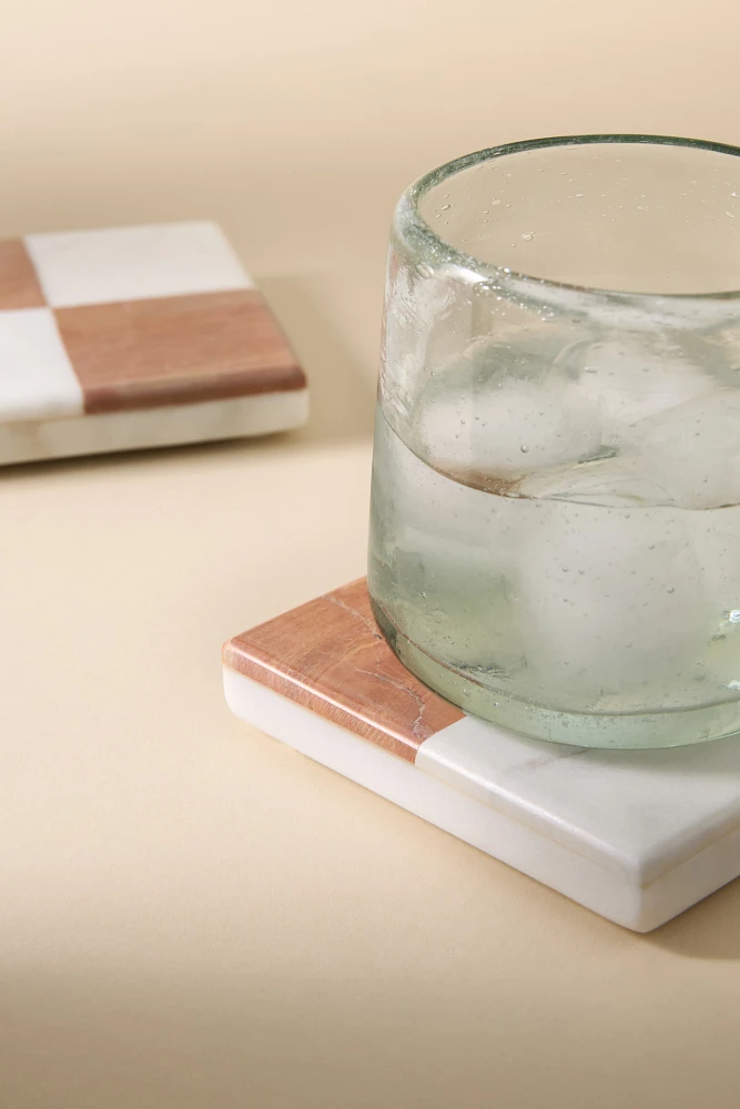 Jolene Checkered Marble Coaster