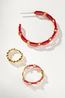 Enamel Chain Hoop Earrings, Set of 3