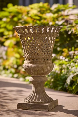 Cast Iron Lattice Urn