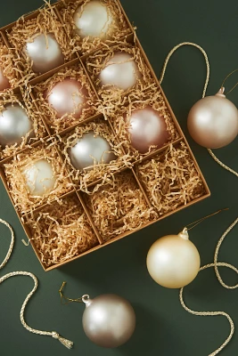 Pearlized Opaque Glass Ball Ornament Set