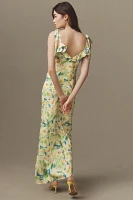 ASTR The Label Sorbae Floral Satin Maxi Dress