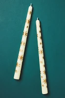 Handpainted Star Taper Candles, Set Of 2