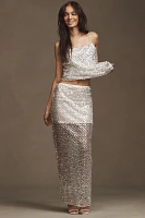 Shona Joy Asteri Sheer Mesh Beaded Maxi Skirt