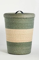 Dakota Woven Palm & Leather Hamper