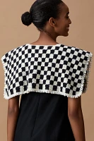 By Anthropologie Pearl-Trim Checked Knit Collar