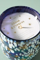 Festive Woody Cedar & Cypress Gilded Glass Jar Candle