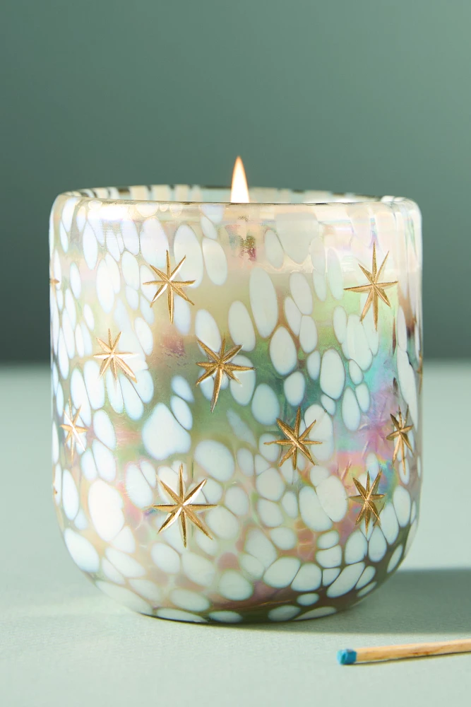 Festive Woody Winter Woods & Vanilla Gilded Glass Jar Candle