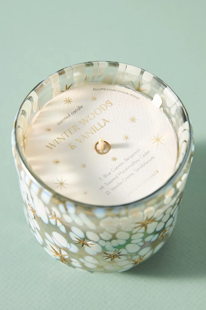 Festive Woody Winter Woods & Vanilla Gilded Glass Jar Candle