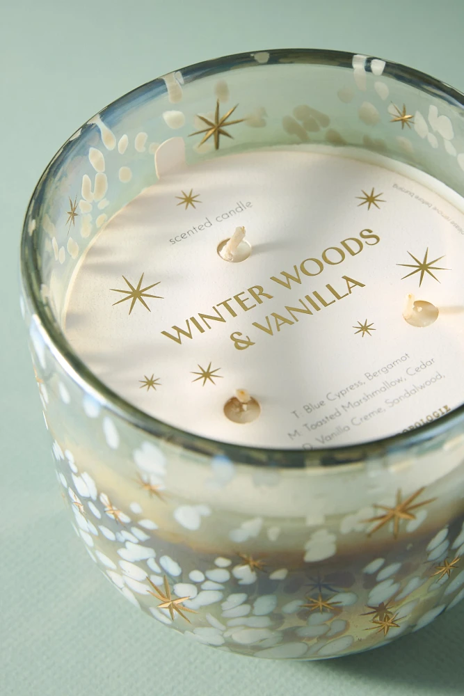 Festive Woody Winter Woods & Vanilla Gilded Glass Jar Candle