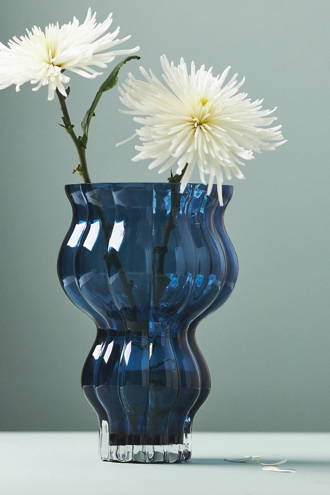 Curvy Blue Soda Glass Vase