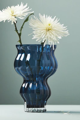 Curvy Blue Soda Glass Vase