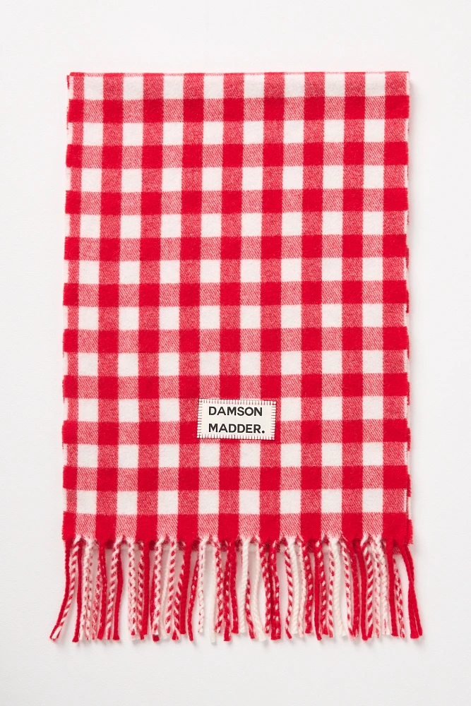 Damson Madder Gingham Wool Scarf