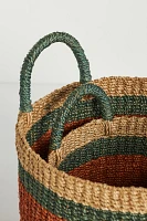 Cylinder Woven Palm Baskets, Set of 2