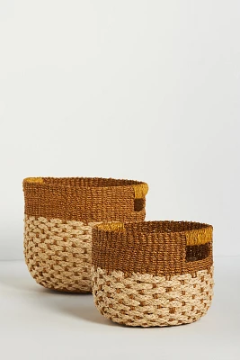 Louis Woven Hemp Round Baskets, Set of 2