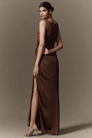 BHLDN Emma High-Neck Satin Maxi Gown