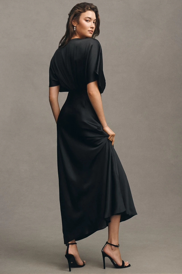 BHLDN Amelia Deep-V Satin Maxi Dress at MarketFair Shoppes in Princeton, NJ BHLDN Amelia Deep-V Satin Maxi Dress at MarketFair Shoppes in Princeton, NJ