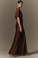 BHLDN Amelia Deep-V Satin Maxi Dress