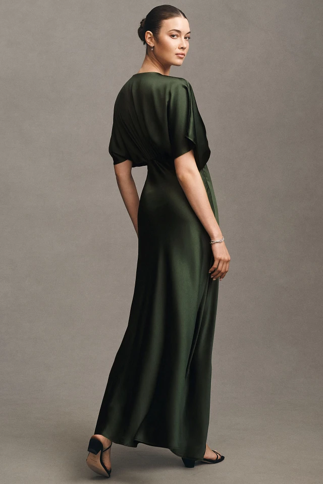 BHLDN Amelia Deep-V Satin Maxi Dress at MarketFair Shoppes in Princeton, NJ BHLDN Amelia Deep-V Satin Maxi Dress at MarketFair Shoppes in Princeton, NJ