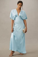 BHLDN Amelia Deep-V Satin Maxi Dress