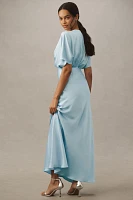 BHLDN Amelia Deep-V Satin Maxi Dress