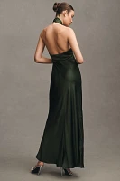 BHLDN Selma Halter-Neck Satin Maxi Dress