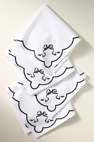 Benedita Bow Cotton Embroidered Napkins, Set of 4