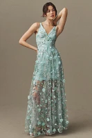 Dress The Population Sidney Bead & Sequin Floral Appliqué Gown