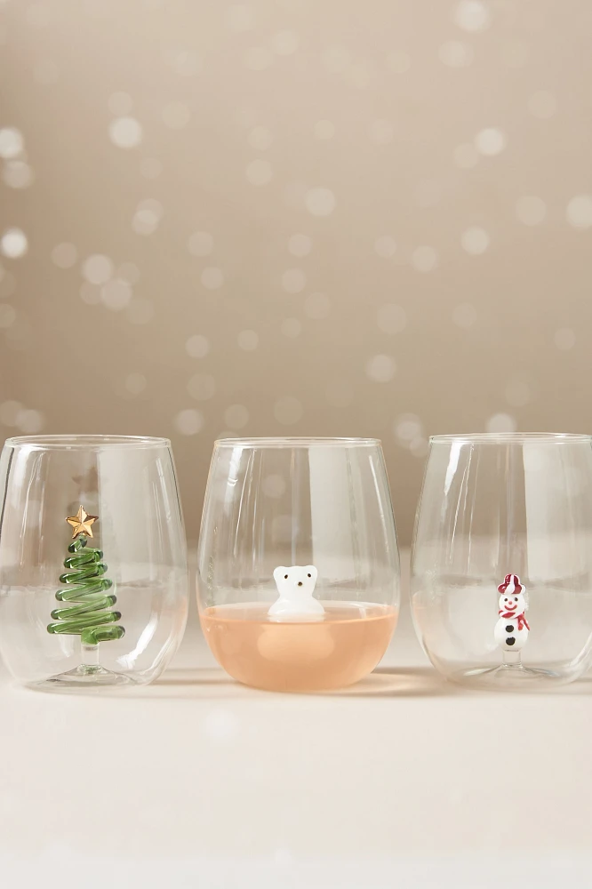 Jolly Icon Stemless Wine Glass