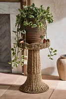 Scalloped Wicker Plant Stand