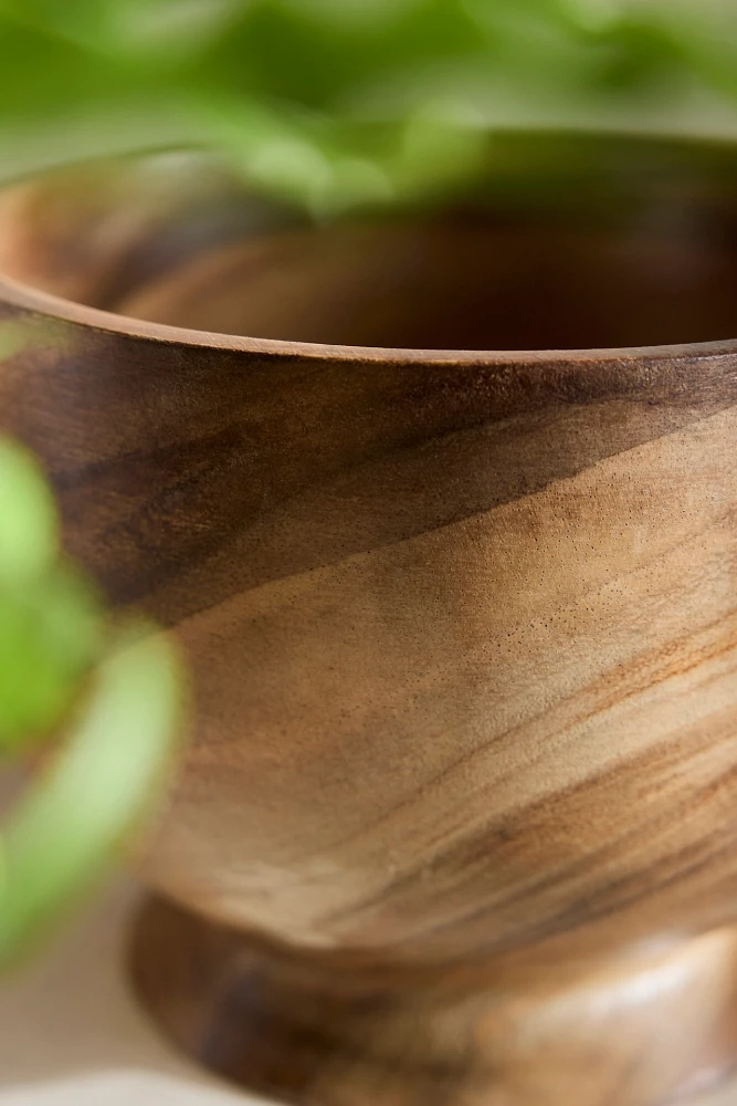 Footed Acacia Bowl Planter