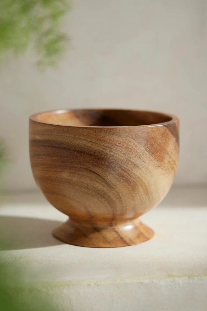 Footed Acacia Bowl Planter