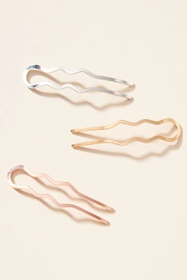 Bindya Metallic Hair Pins, Set of 3