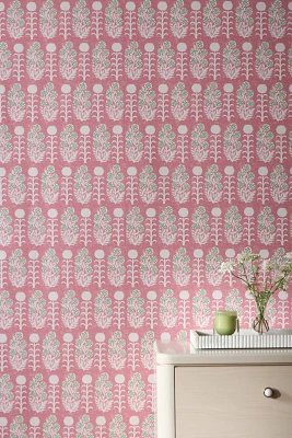 Ellen Merchant Pink Floral Wallpaper