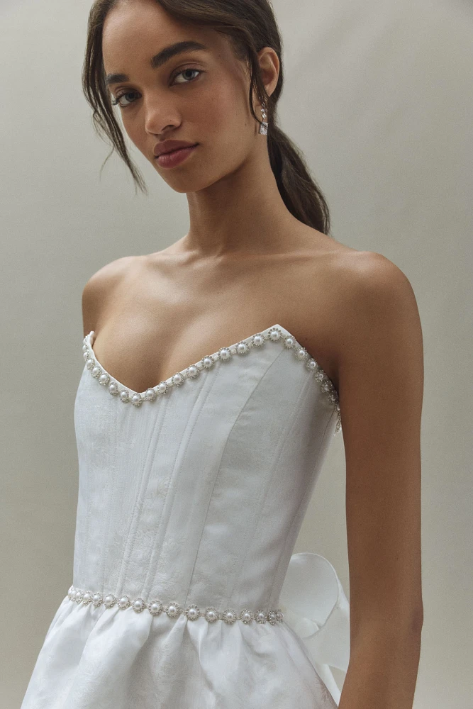 V. Chapman Evie Strapless Fit & Flare Brocade Mini Dress