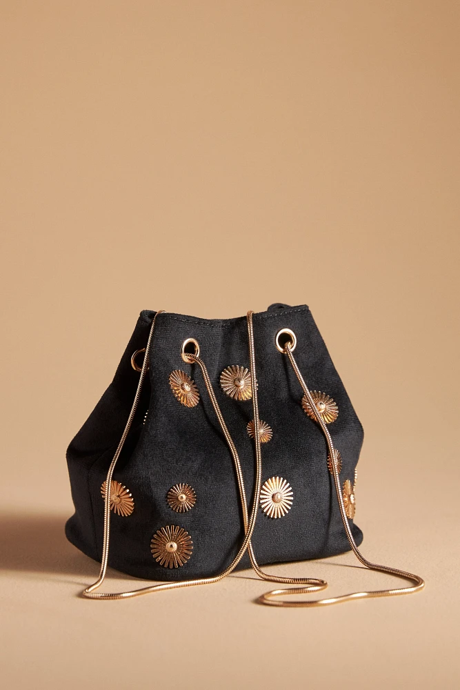 Embellished Velvet Pouch Bag