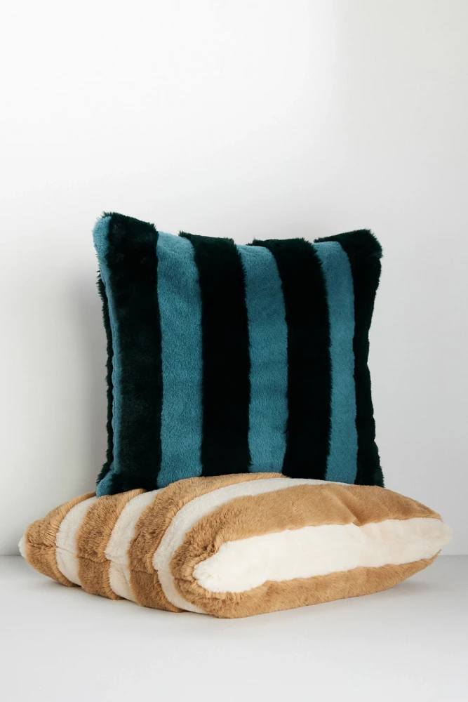 The Sophie Faux-Fur Pillow: Striped Edition