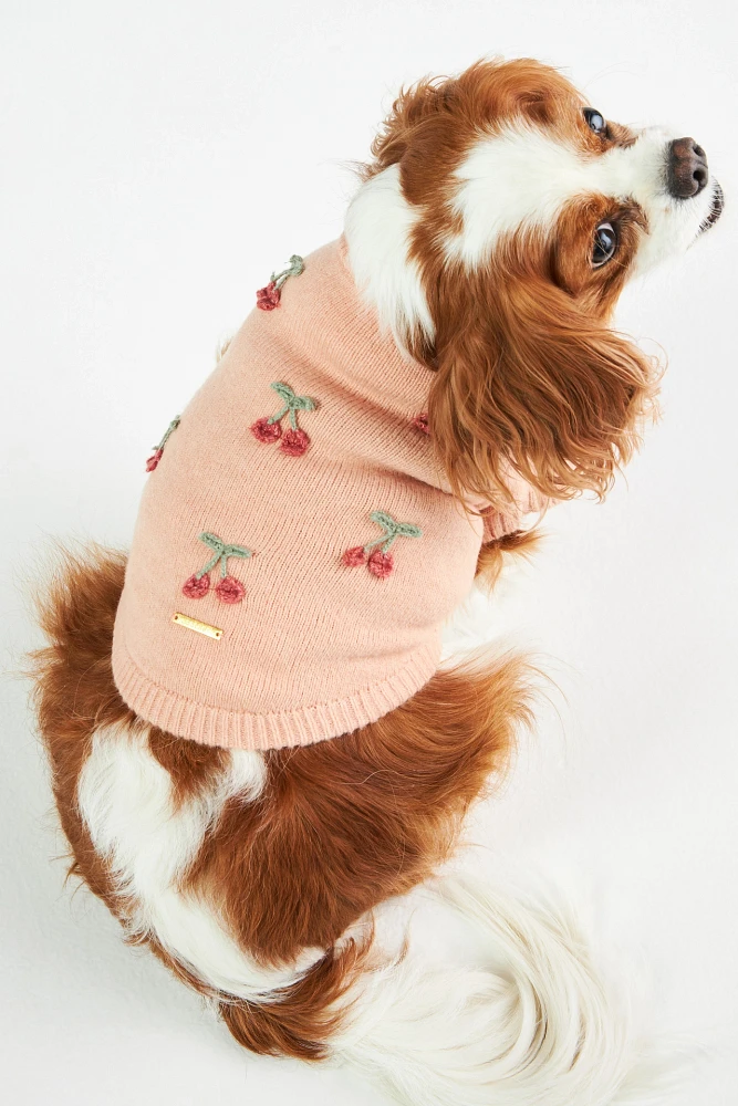 monchéri Cherry Motif Dog Sweater