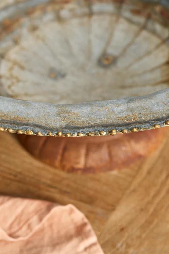 Antiqued Iron Low Urn Planter