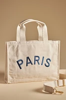 Embroidered Paris Canvas Tote