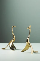 Gold Crane Brass Bookends