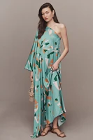 DIARRABLU Satu One-Shoulder Scribble-Print Side-Slit Maxi Dress