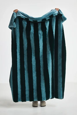 Sophie Faux Fur Striped Throw Blanket