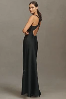 BHLDN Mariella High-Neck Satin Maxi Dress