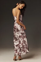 BHLDN Mia Strapless Satin Column Maxi Dress