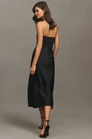 BHLDN Lyla Strapless Side-Slit Satin Midi Dress