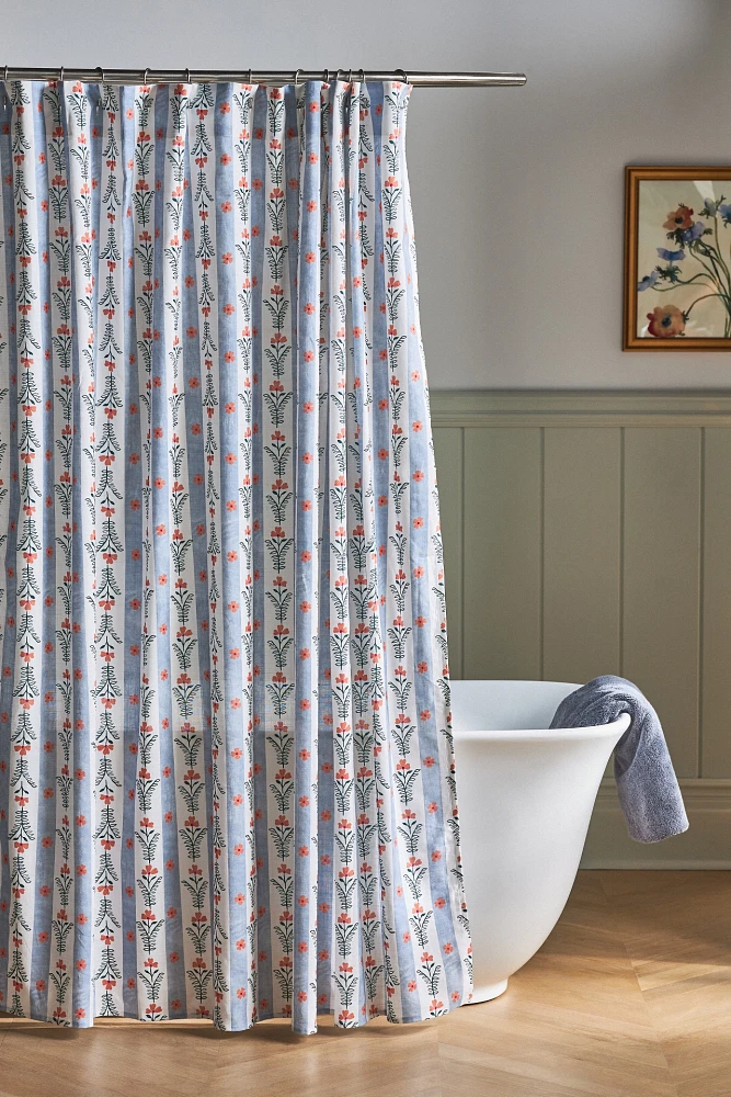 Lanie Printed Cotton Slub Shower Curtain