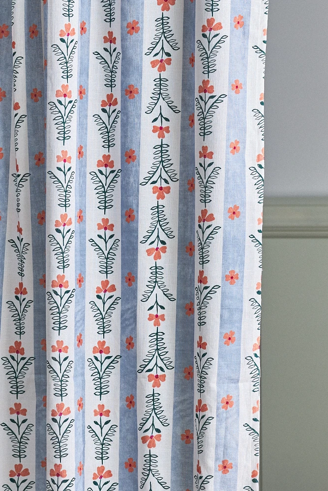 Lanie Printed Cotton Slub Shower Curtain