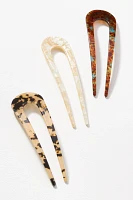 Bindya Wavy Tortoise Hair Pins, Set of 3