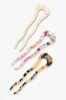 Bindya Neutral Tortoise Hair Pins, Set of 3